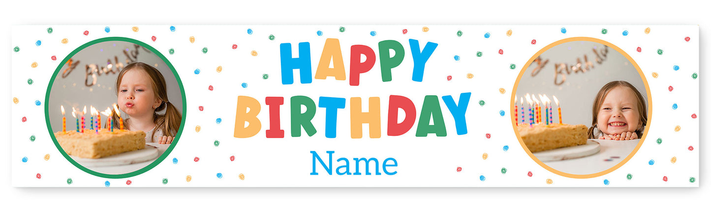 Colourful Happy Birthday Photo and Name Banner
