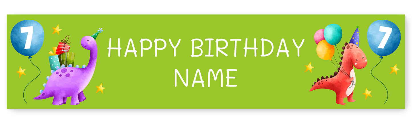 Dinosaur Party Age and Name Banner
