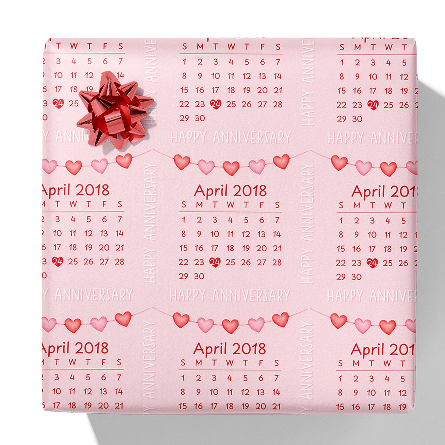Anniversary Pink Calendar Gift Wrap