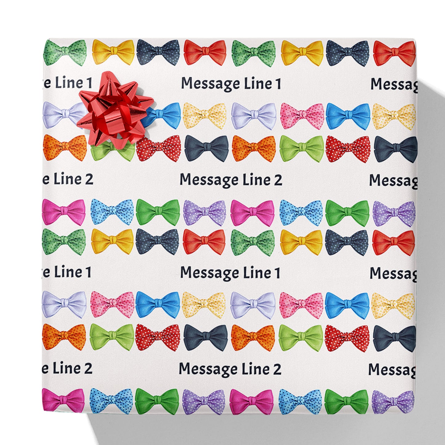 Geschenkpapier mit Fliege und Nachricht