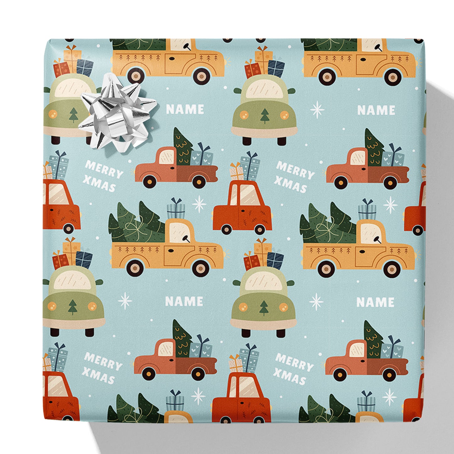 Christmas Cars Name Gift Wrap