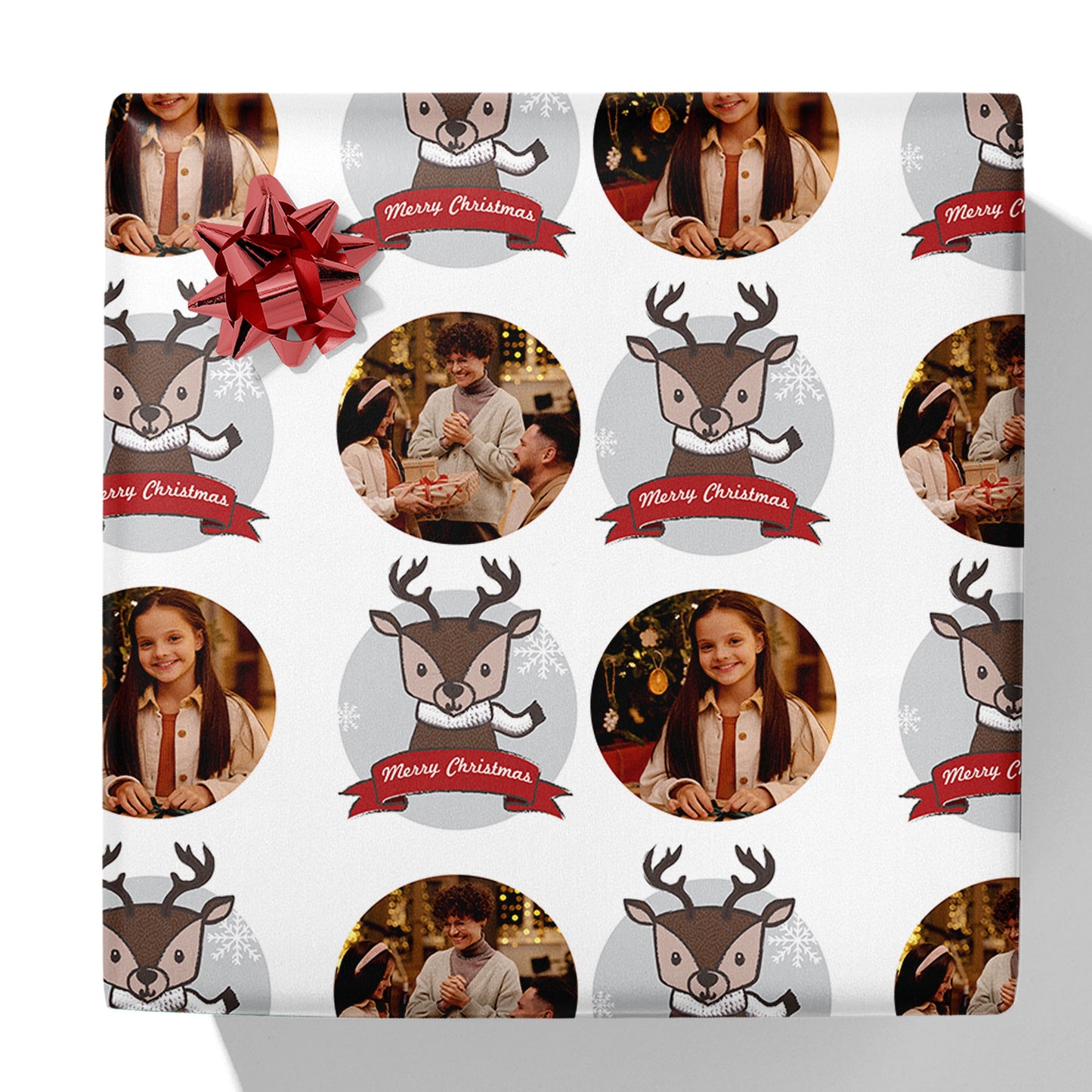 Weihnachts-Rentier-Foto-Geschenkpapier