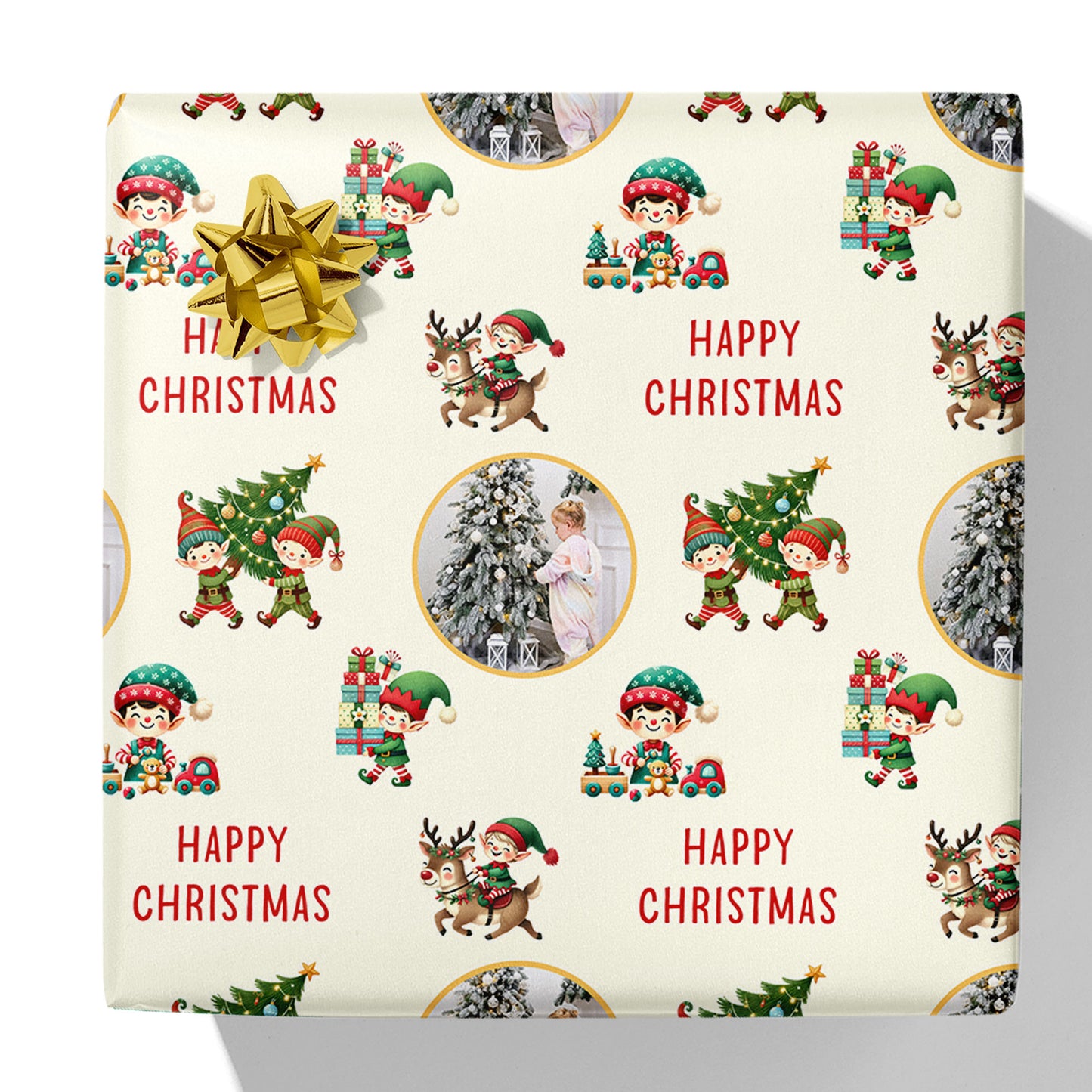 Christmas Elves Photo Gift Wrap