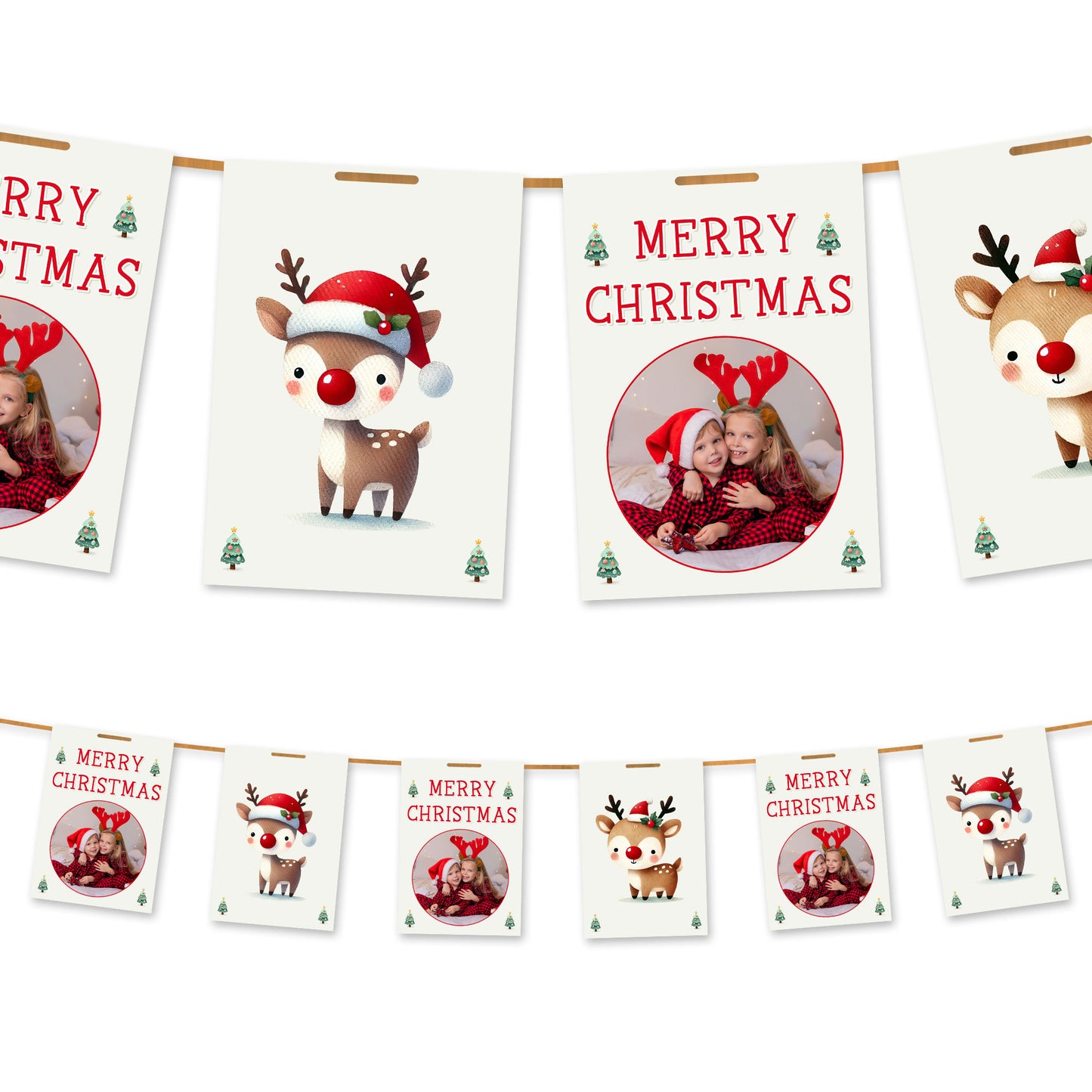 Christmas Reindeer and Tree Photo Bunting