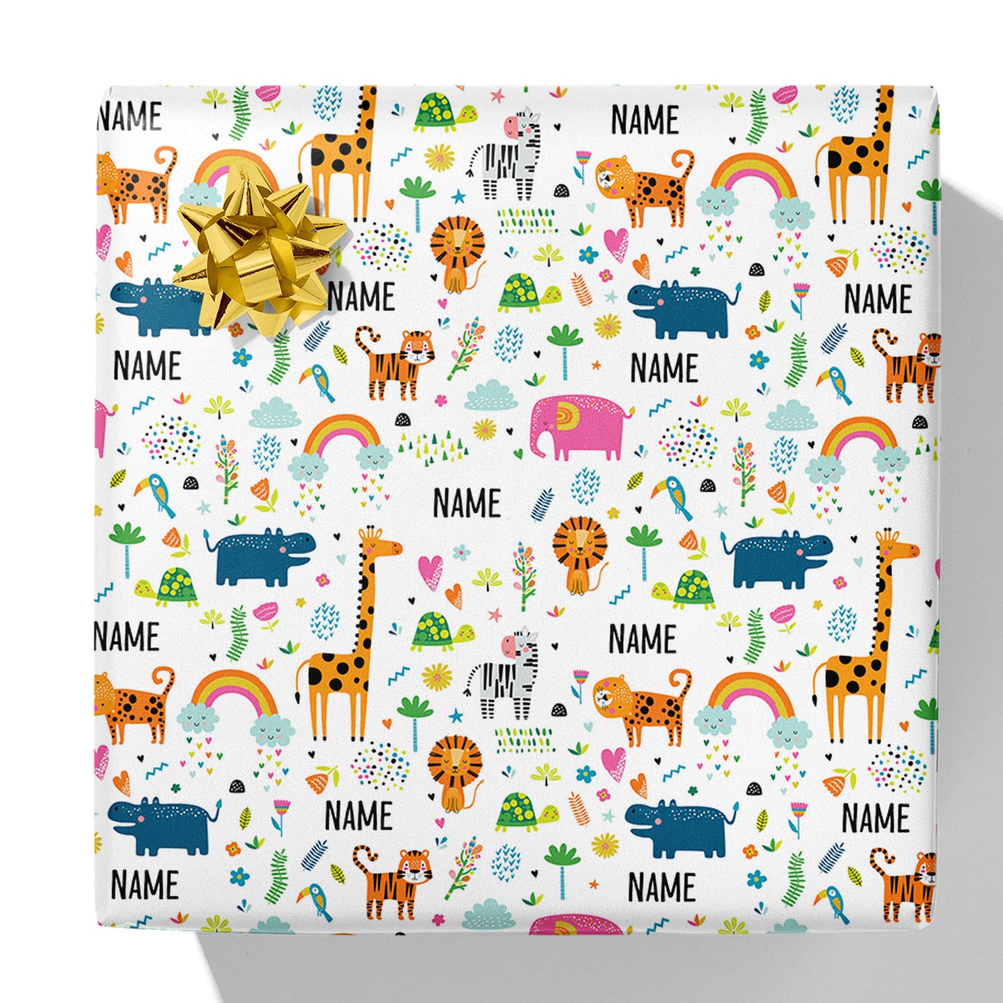 Colourful Wildlife Name Gift Wrap
