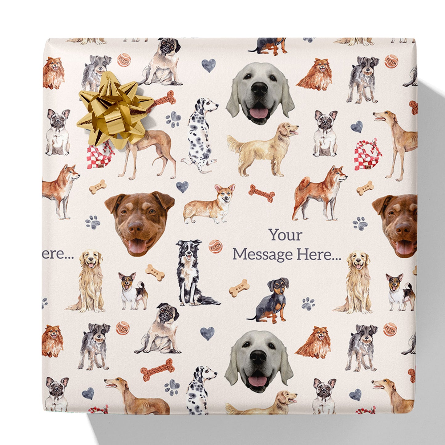 Geschenkverpackung mit Foto und Nachricht für Hunde