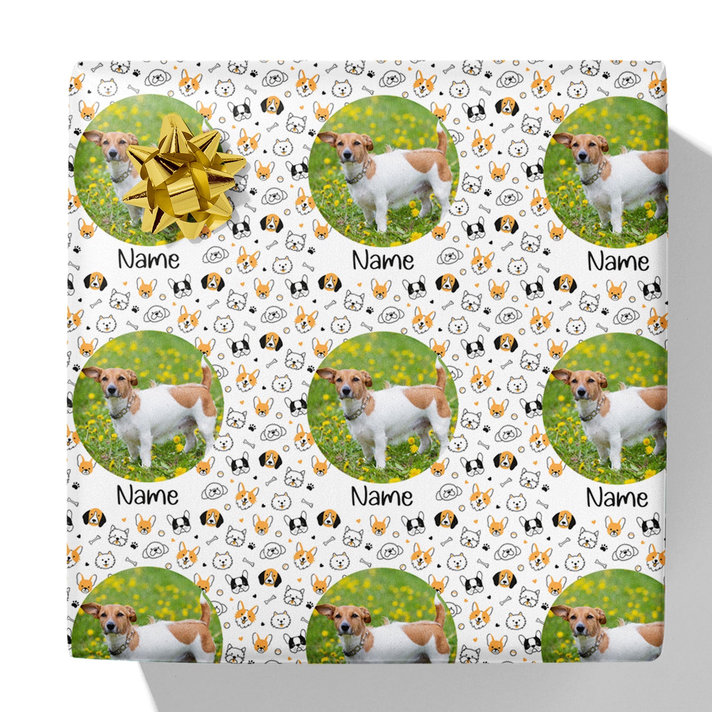 Dog Photo and Name Gift Wrap