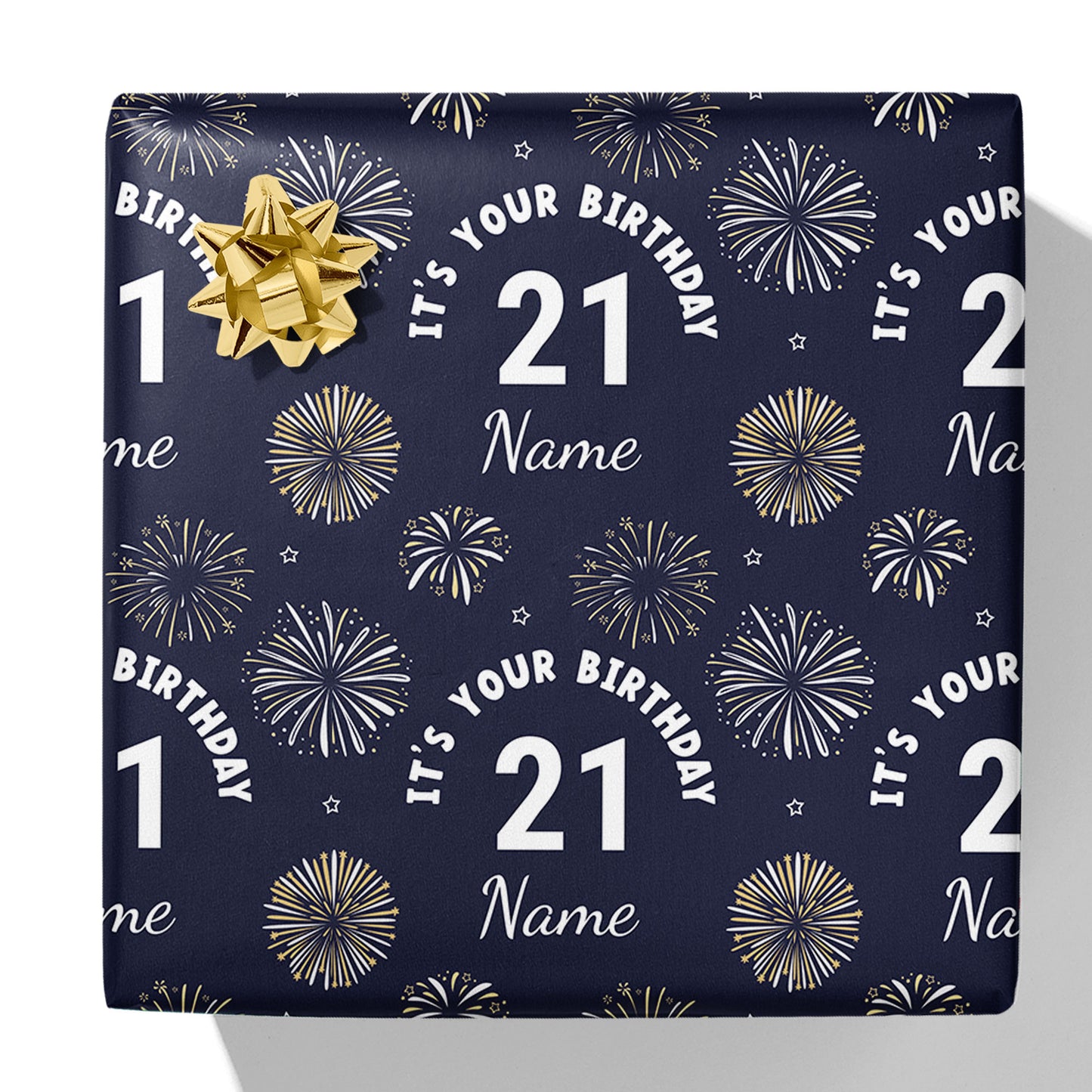 Geschenkverpackung mit Feuerwerk für Alter und Namen
