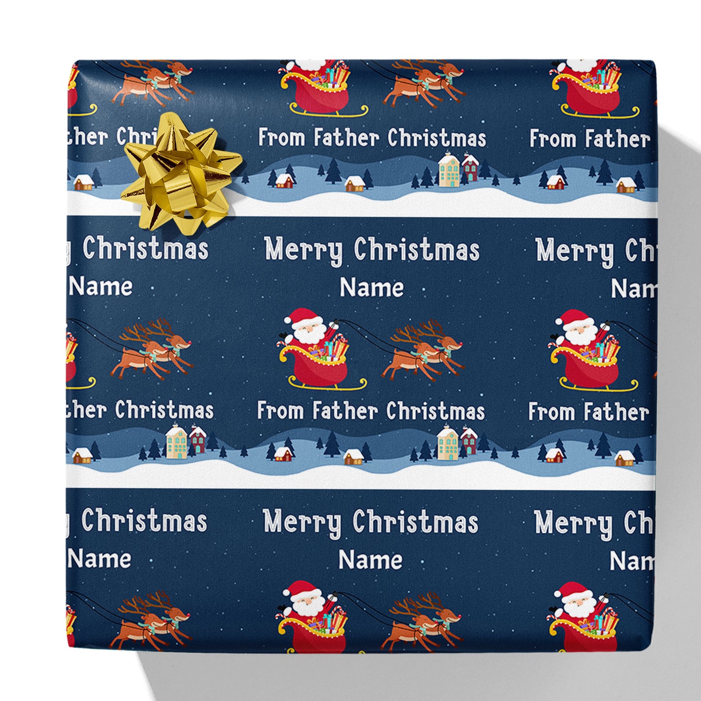 From Santa Sleigh Name Gift Wrap