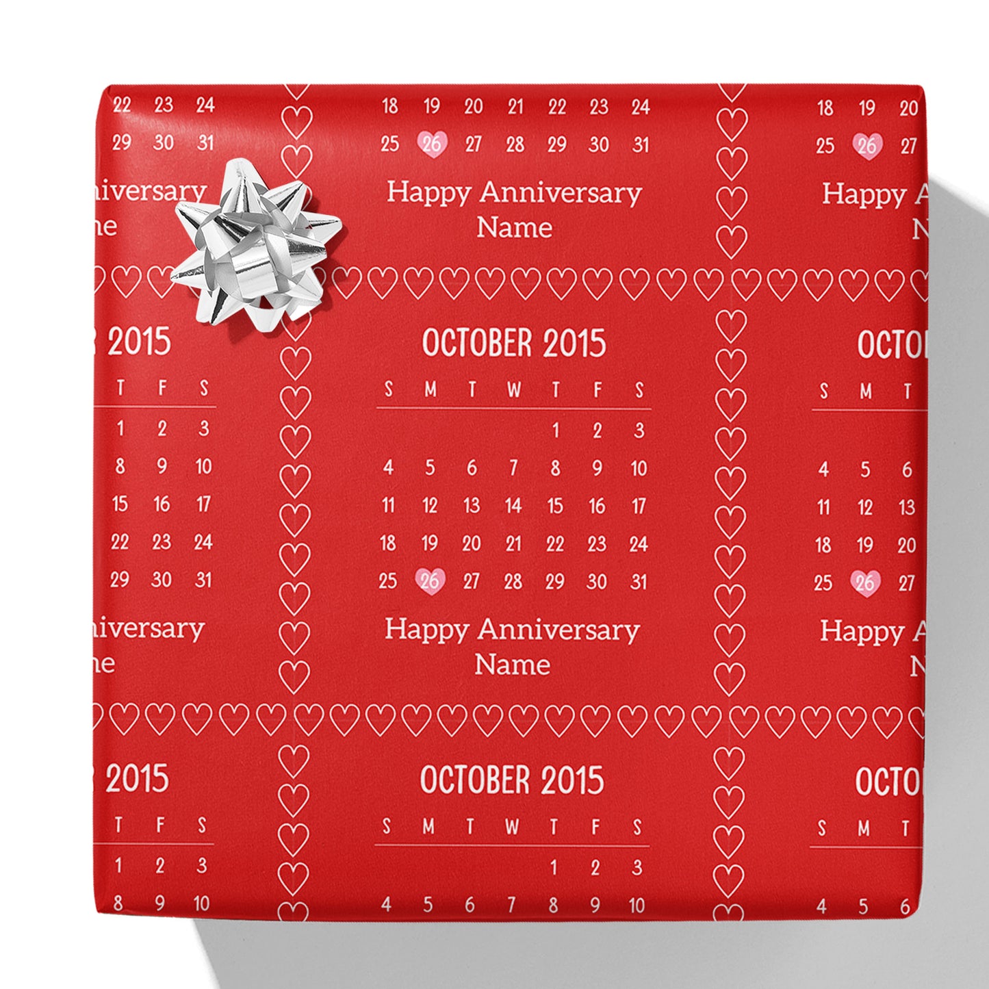 Happy Anniversary Name and Calendar Gift Wrap