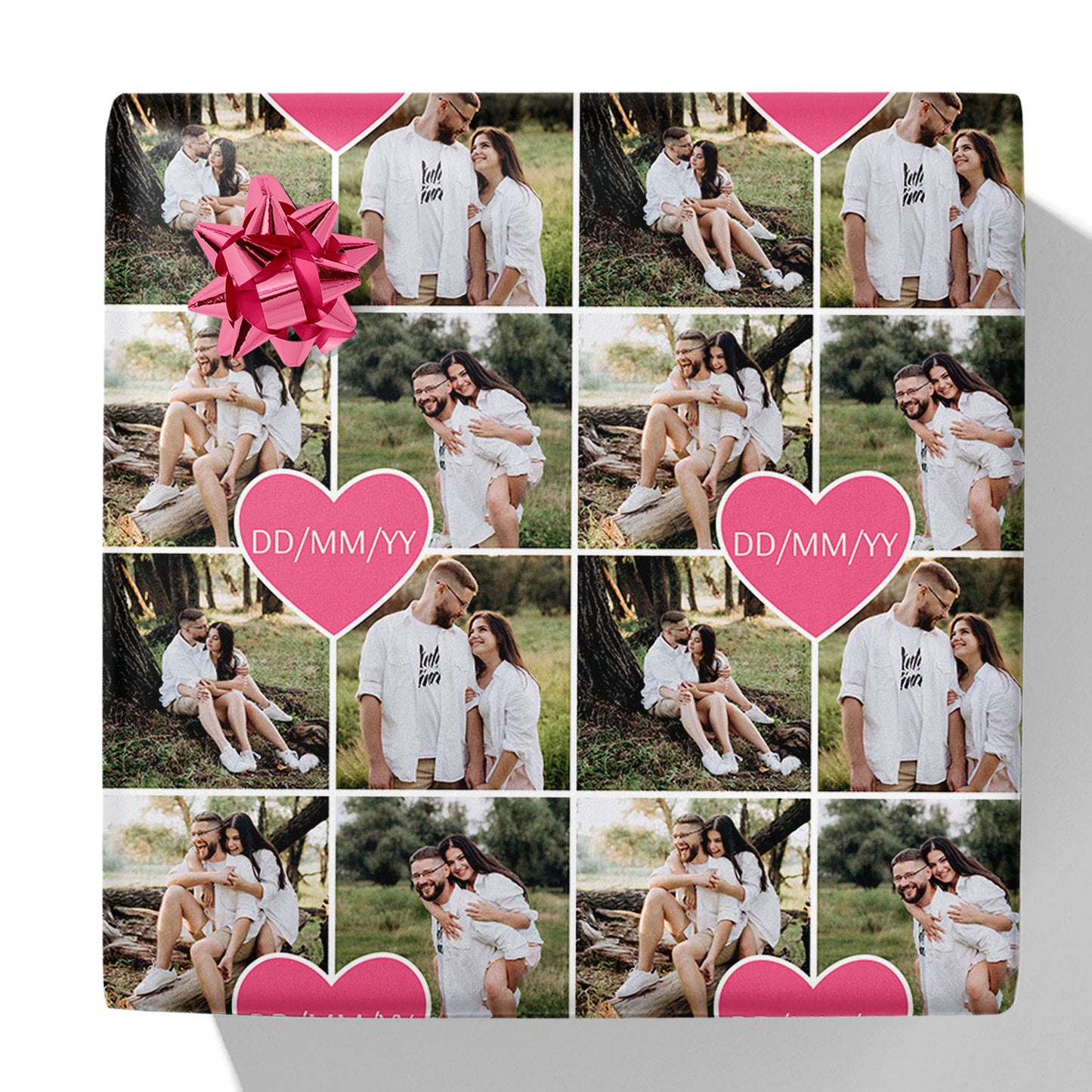 Herz-Datum-Foto-Gitter Geschenkpapier