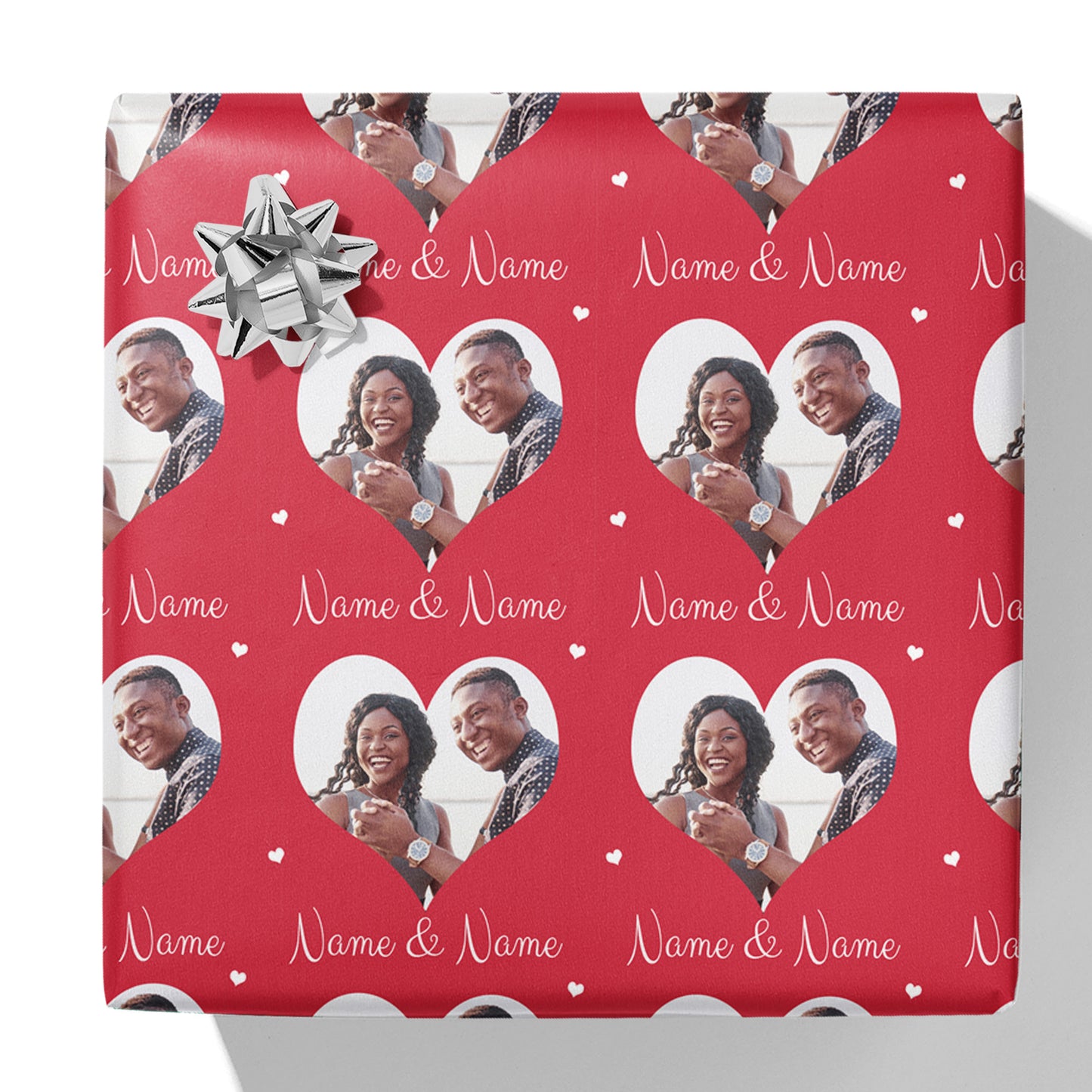 Heart Photo and Names Gift Wrap