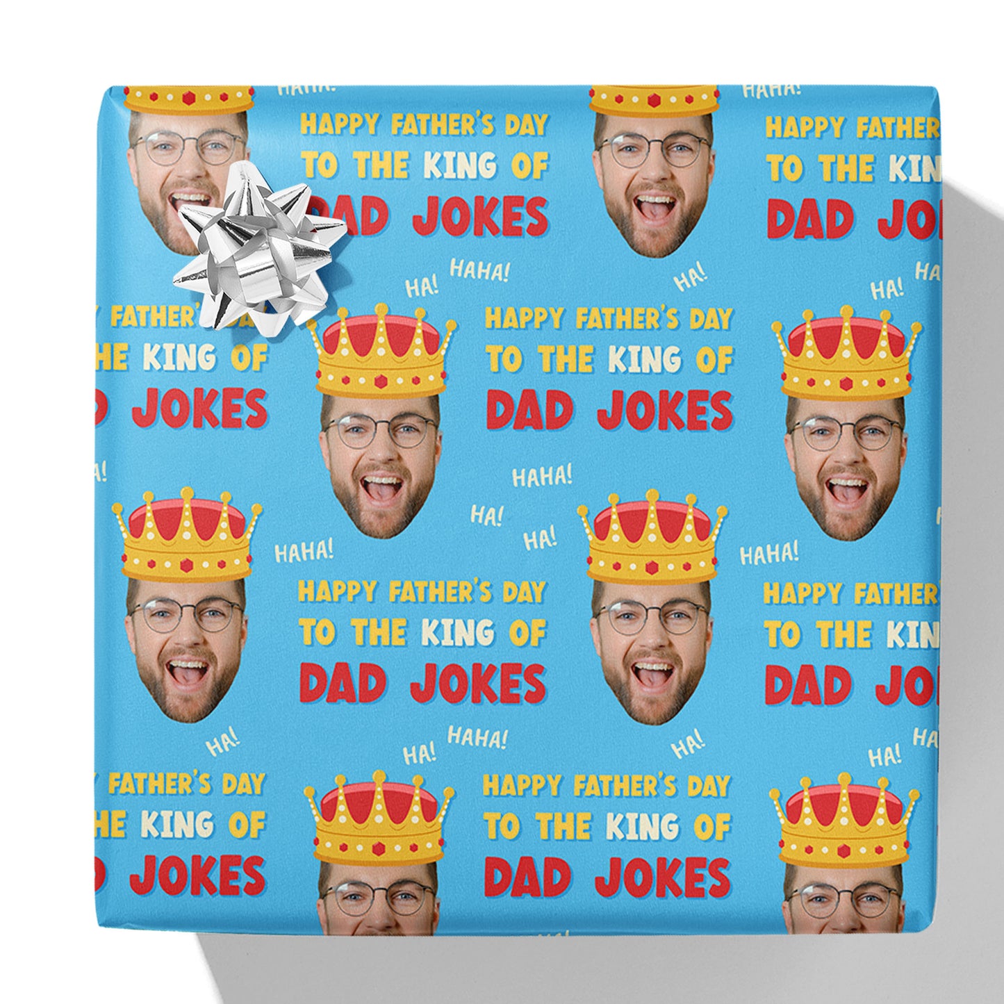 King of Dad Jokes Geschenkpapier mit Foto zum Vatertag