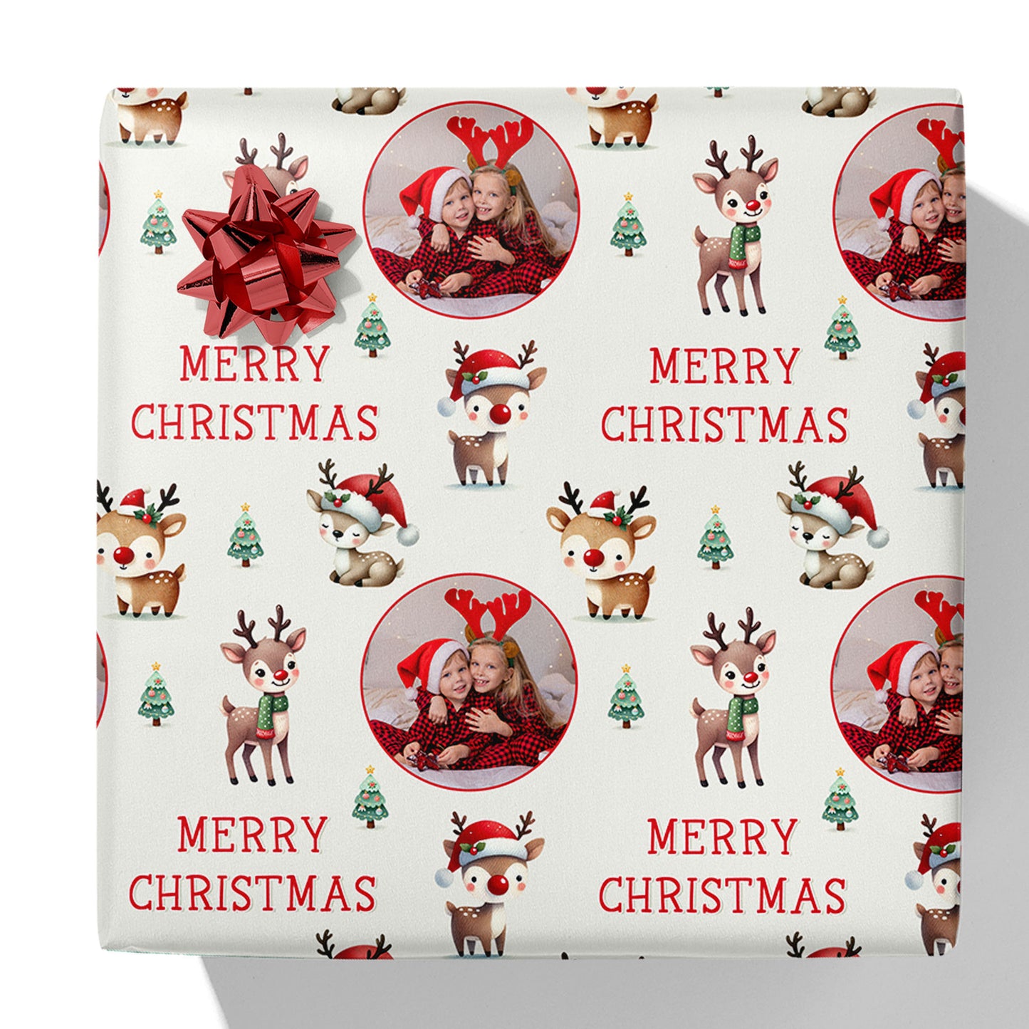 Christmas Reindeer and Tree Photo Gift Wrap
