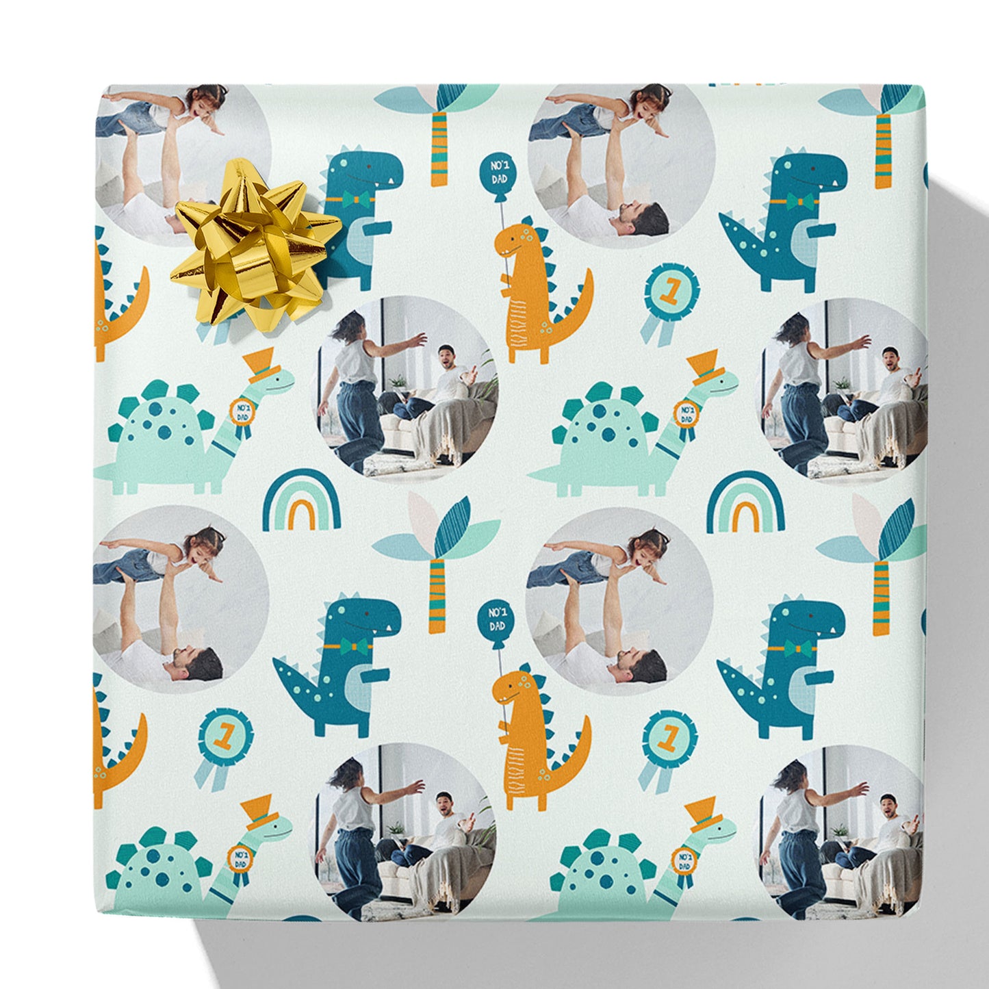 No.1 Dad Dinosaur Photo Gift Wrap
