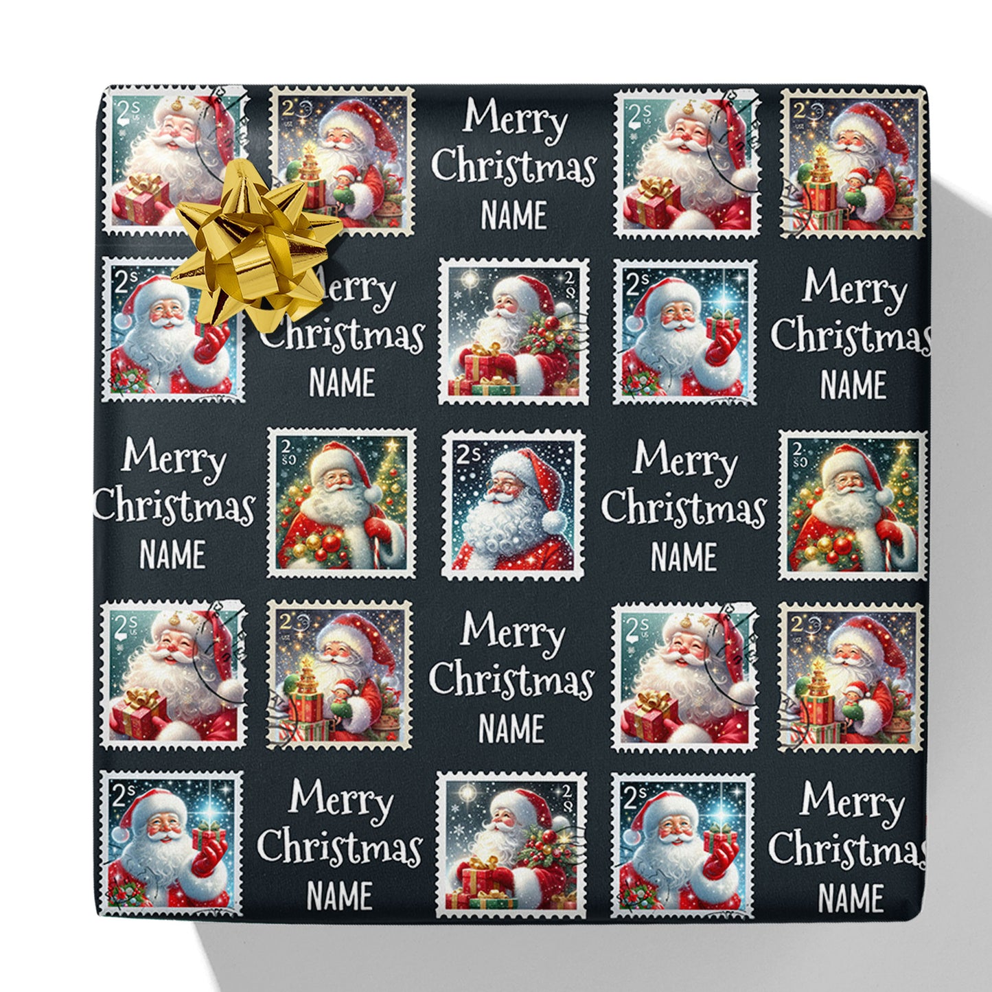 Santa Stamp Name Gift Wrap