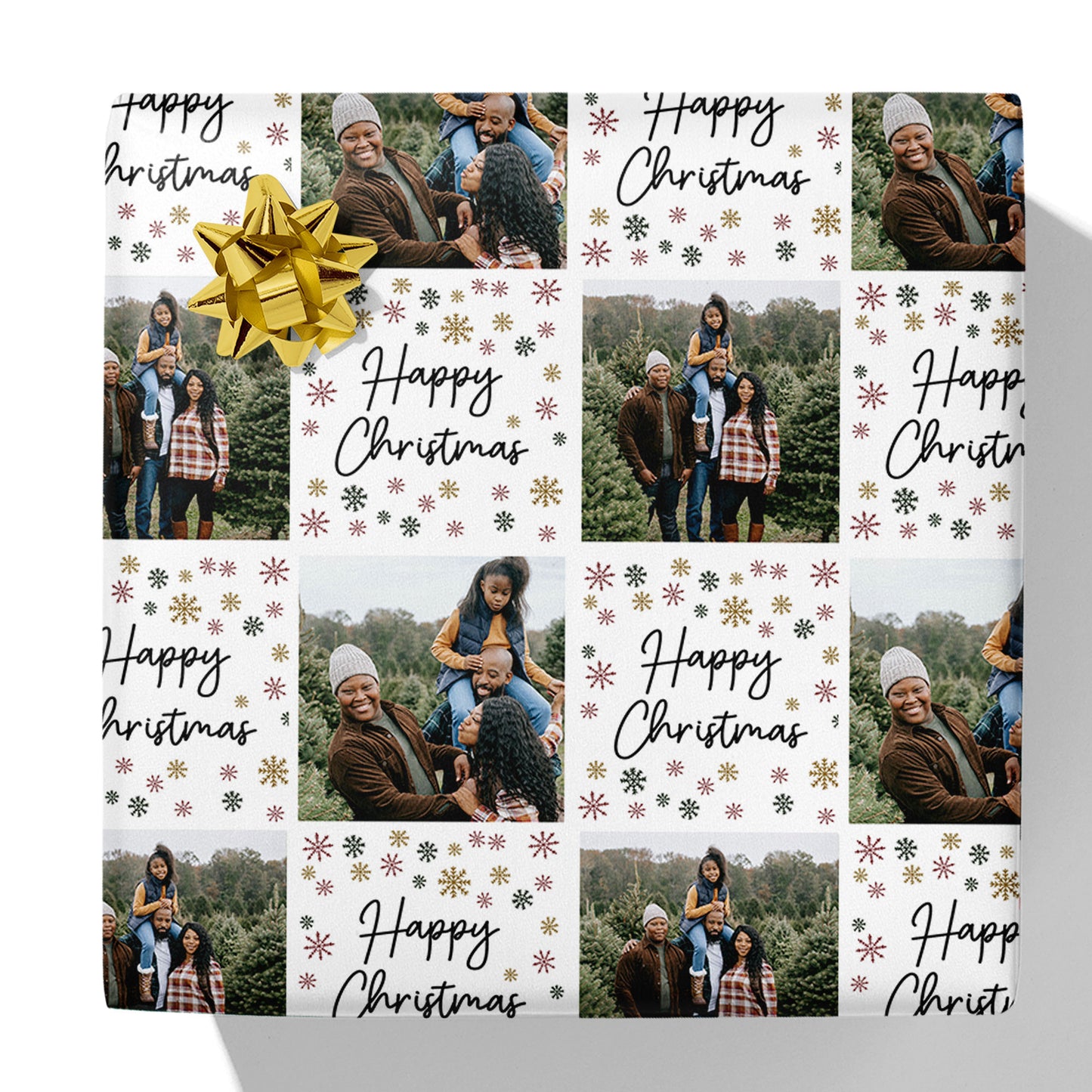 Snowflake Merry Christmas Photo Gift Wrap