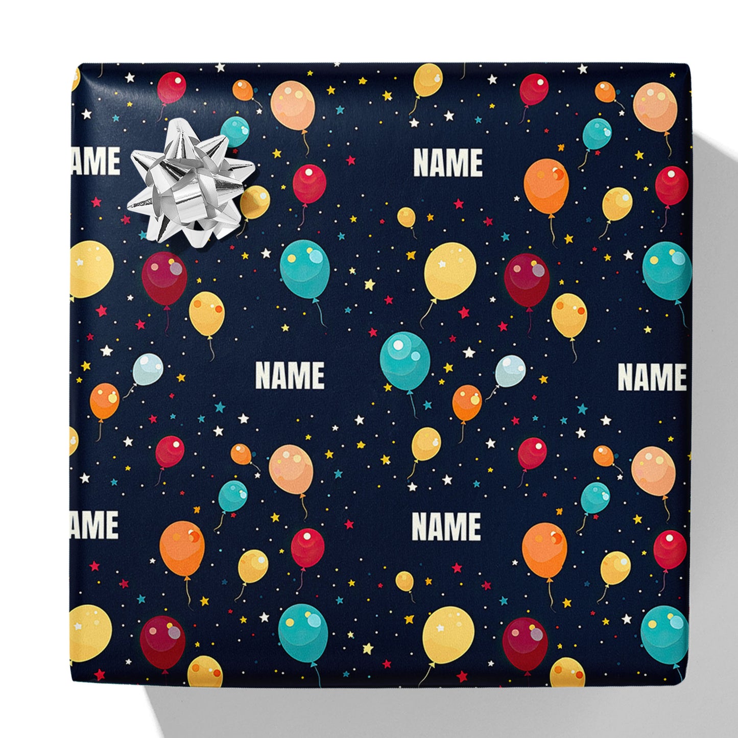Star and Balloons Name Gift Wrap