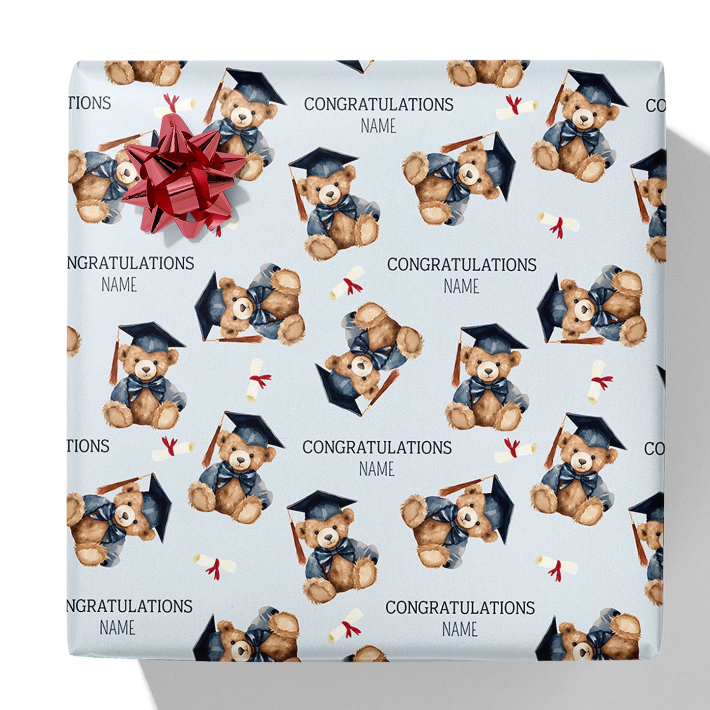 Geschenkverpackung mit Teddybär-Abschlussnamen