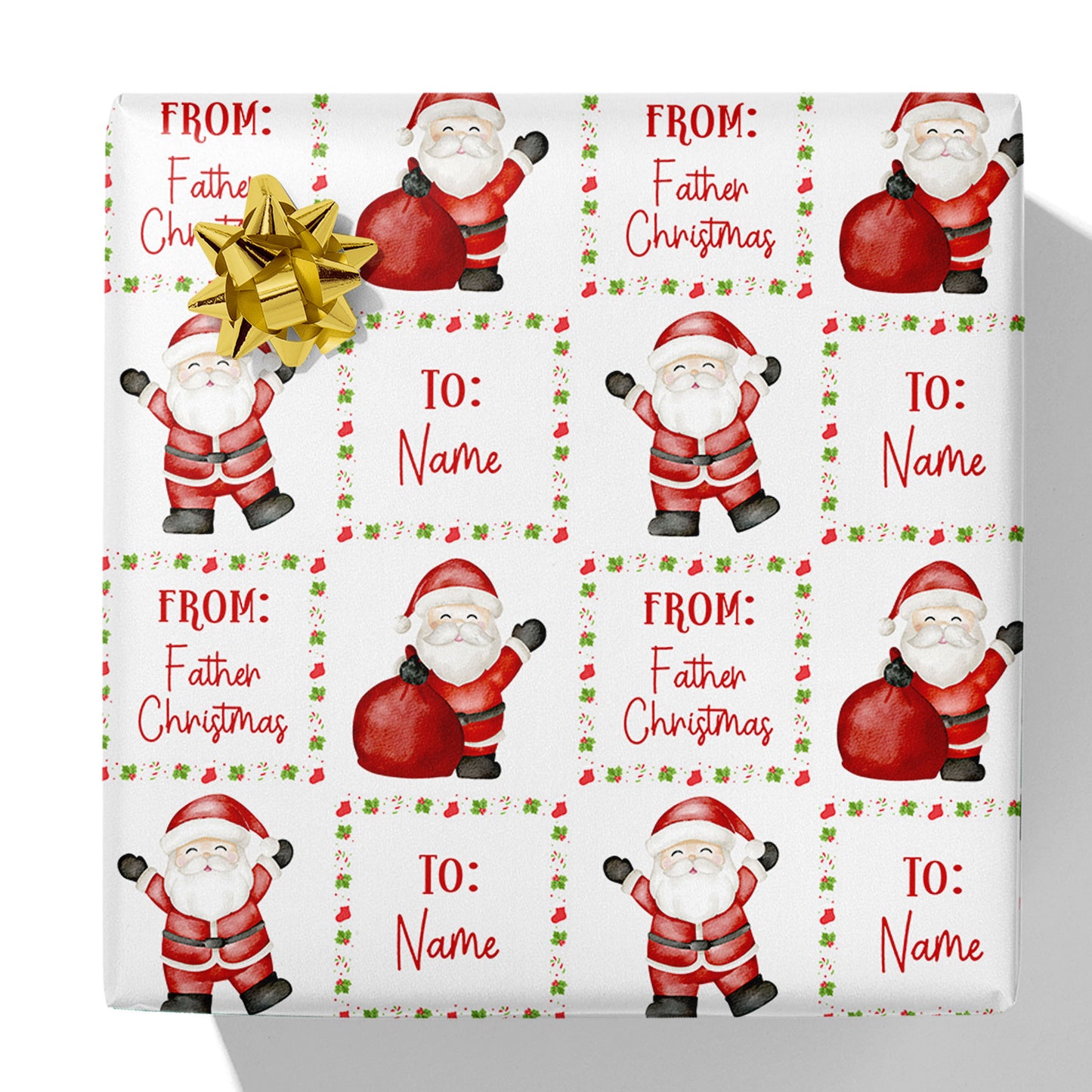 Watercolour To and From Santa Gift Wrap