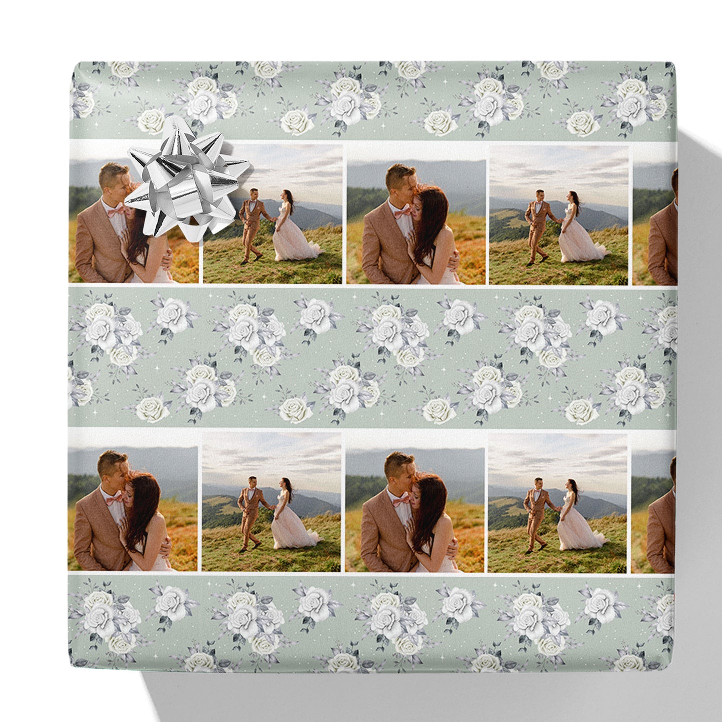 Weiße Rosen Foto Geschenkpapier