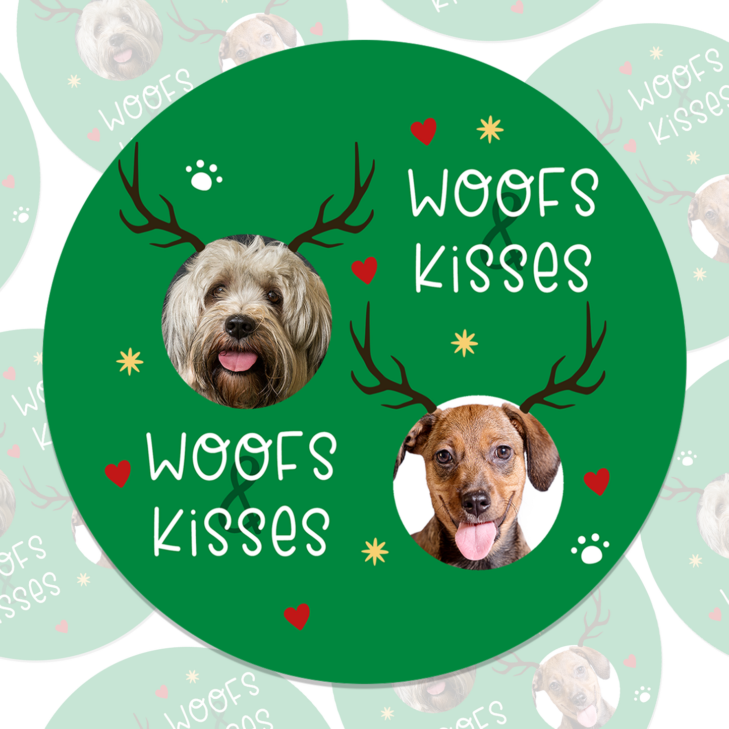 Woofs and Kisses Christmas Photo Sticker Sheet