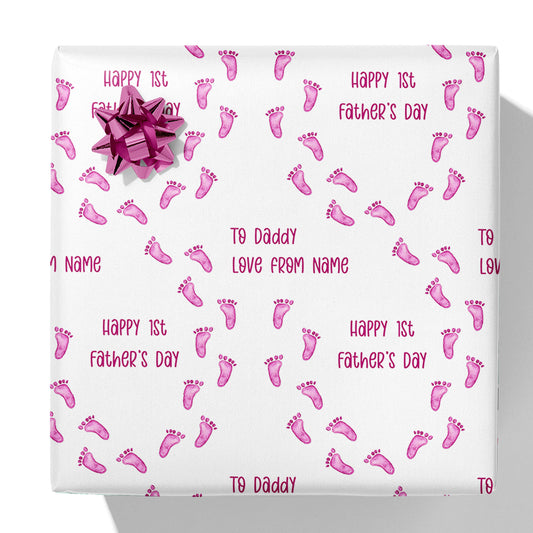 Footprints First Father's Day Message Gift Wrap