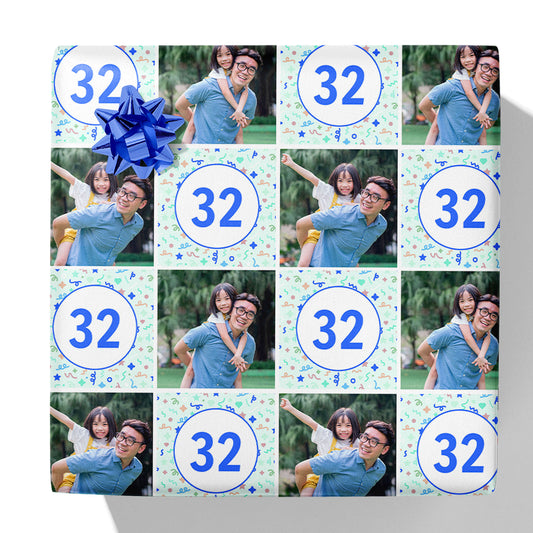 Photo and Age Birthday Gift Wrap