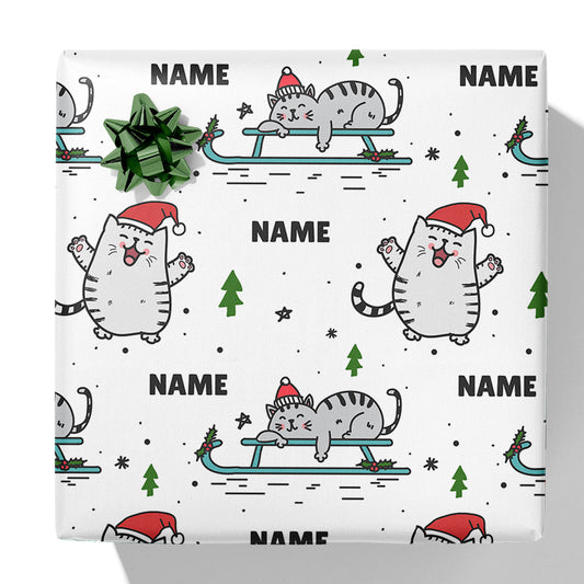 Christmas Cats Name Gift Wrap
