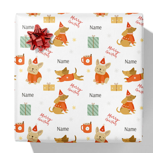 Christmas Dogs Name Gift Wrap