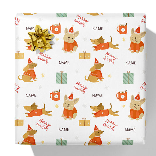 Christmas Dogs Name Gift Wrap