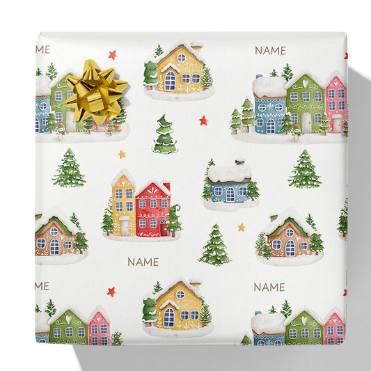 Christmas Village Name Gift Wrap