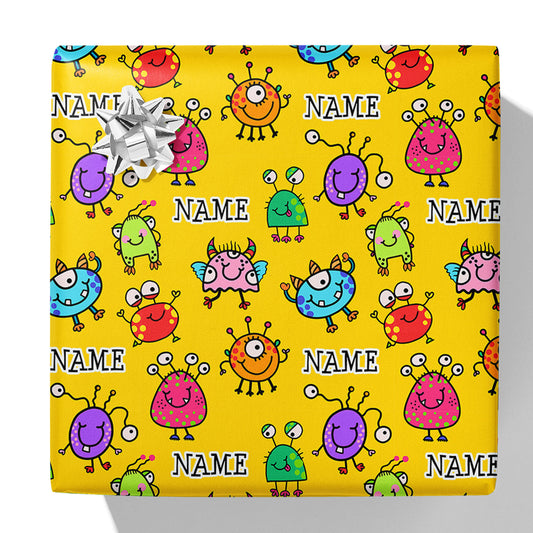 Colourful Monsters Name Gift Wrap
