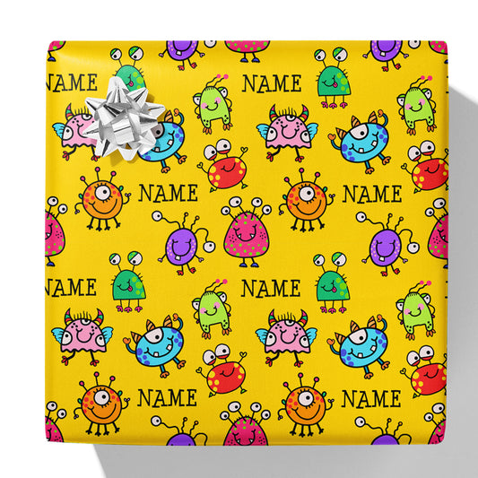 Colourful Monsters Name Gift Wrap