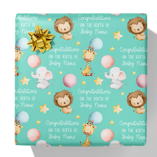 Congratulations on the Birth of Your Baby Name Gift Wrap