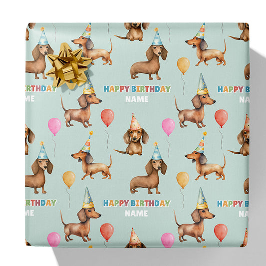 Dachshund Party Name Gift Wrap