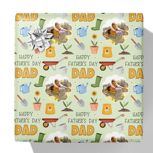 Father's Day Gardening Photo Gift Wrap
