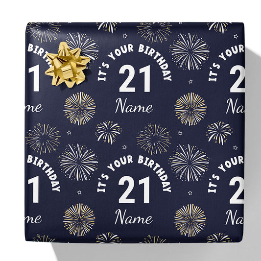 Fireworks Age and Name Gift Wrap