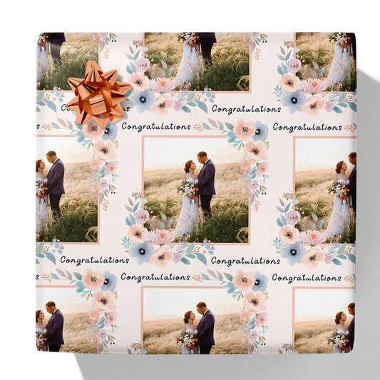 Floral Border Congratulations Photo Gift Wrap