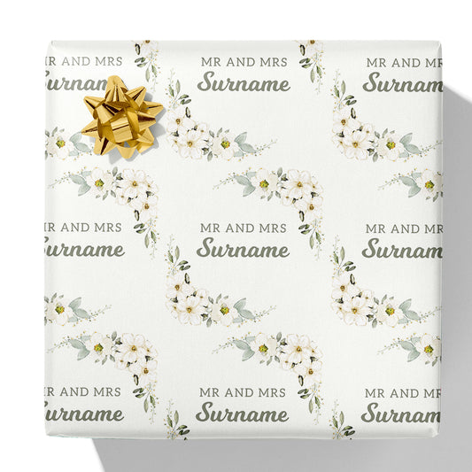 Floral Border Title and Surname Gift Wrap