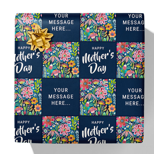 Funky Flowers Mother's Day Message Gift Wrap