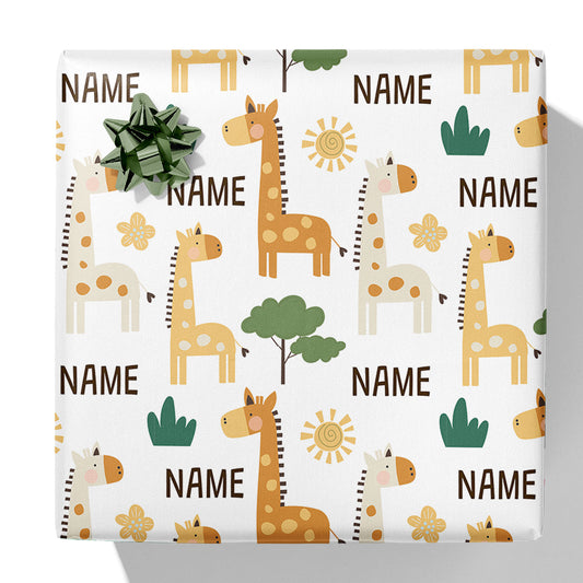 Giraffe Name Gift Wrap