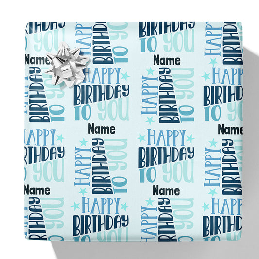Happy Birthday Pattern Name Gift Wrap