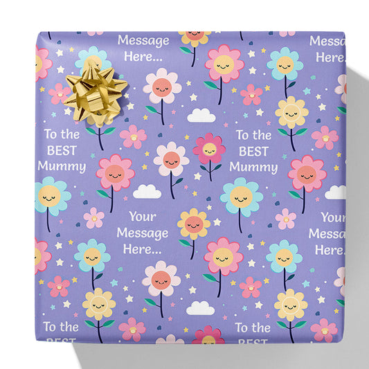 Happy Flowers Best Mummy Message Gift Wrap