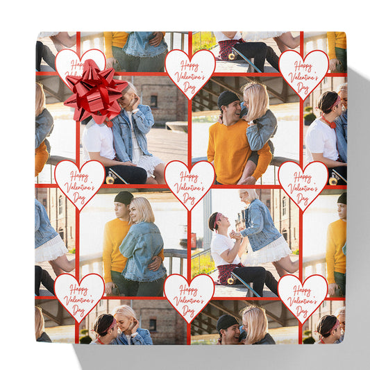 Happy Valentine's Day Photo Grid Gift Wrap