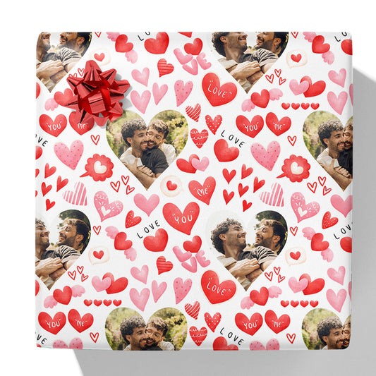 Hearts Photo Anniversary Gift Wrap