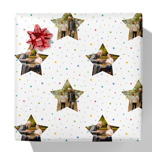Multicoloured Star Photo Gift Wrap