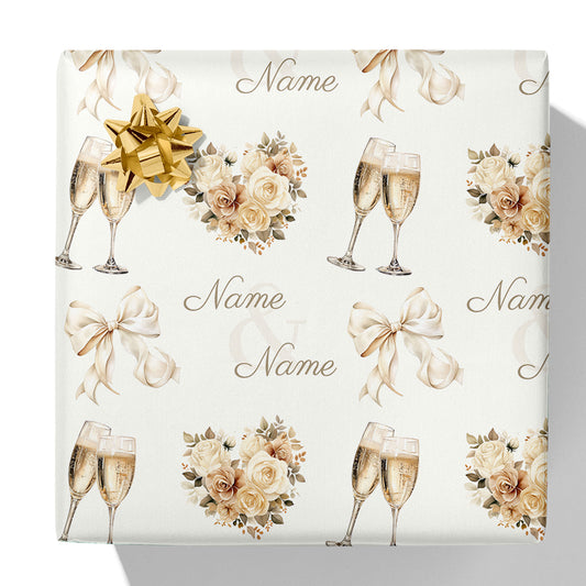 Neutral Wedding Name Gift Wrap