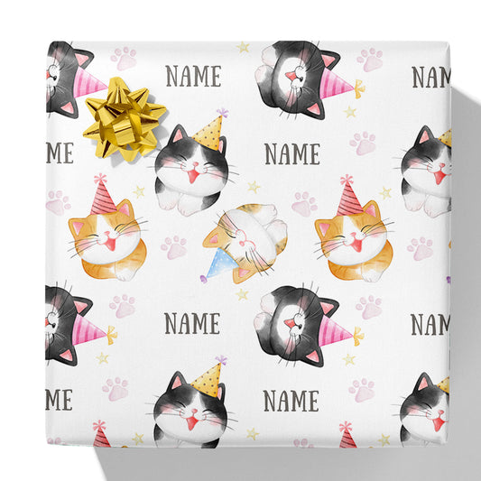 Party Cats Name Gift Wrap