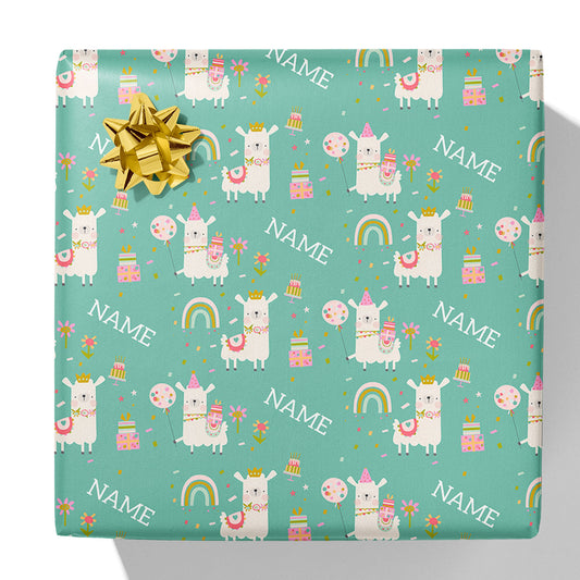 Party Llama Name Gift Wrap